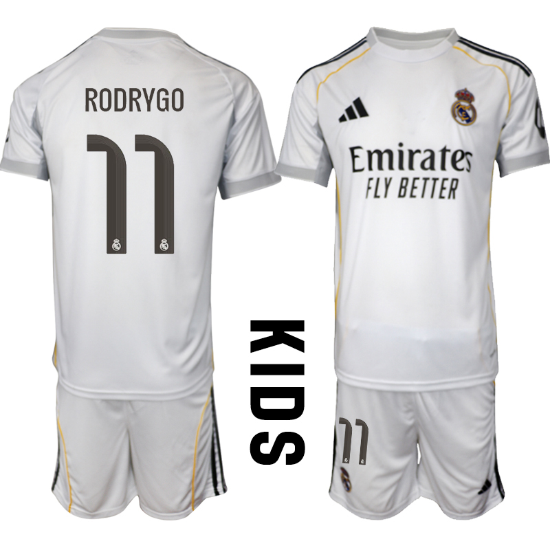 Youth 2025-2026 Club Real Madrid home white #11 Soccer Jersey  01->youth soccer jersey->Youth Jersey